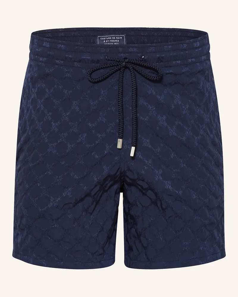Vilebrequin Badeshorts Turtle Monogram Jacquard Moopea blau Dunkelblau