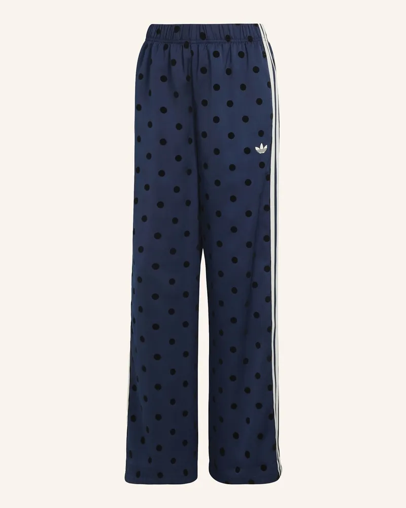 adidas Track Pants Satin Polka Dots Wide Leg blau Blau