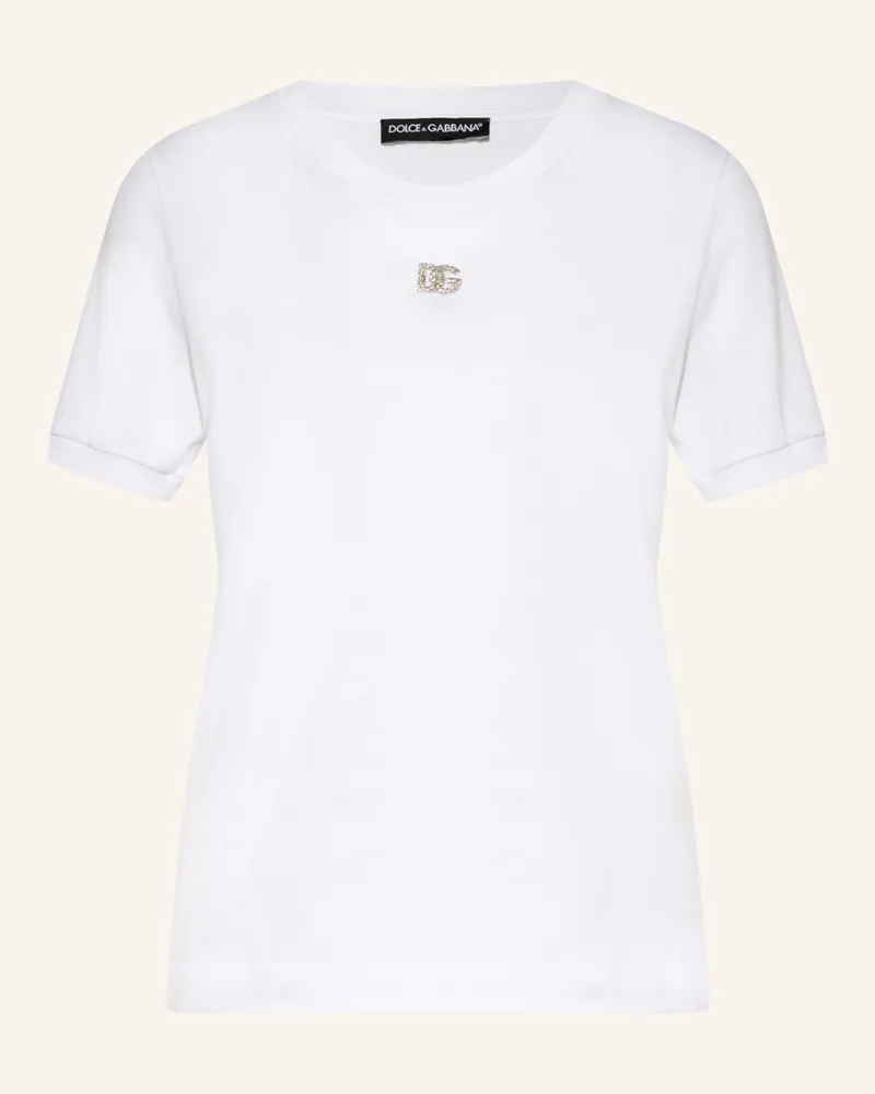 Dolce & Gabbana T-Shirt Mit Schmucksteinen weiss Weiss