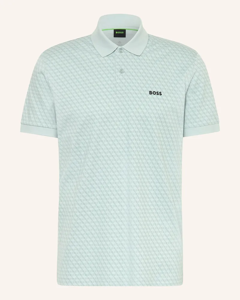 HUGO BOSS Funktions-Poloshirt Chip Pattern blau Türkis