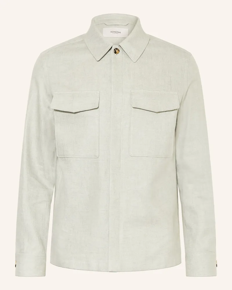 AGNONA Overjacket aus Leinen in Jeansoptik Hellgrün