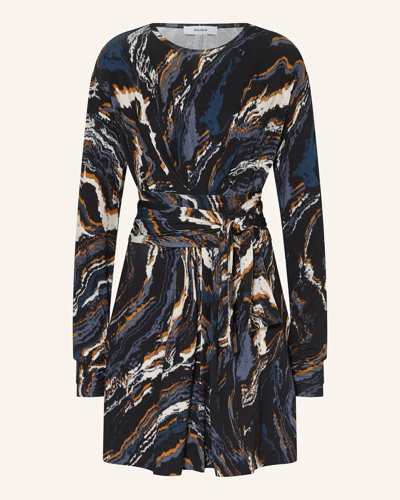 Reiss Kleid Jasmine In Wickeloptik blau Schwarz