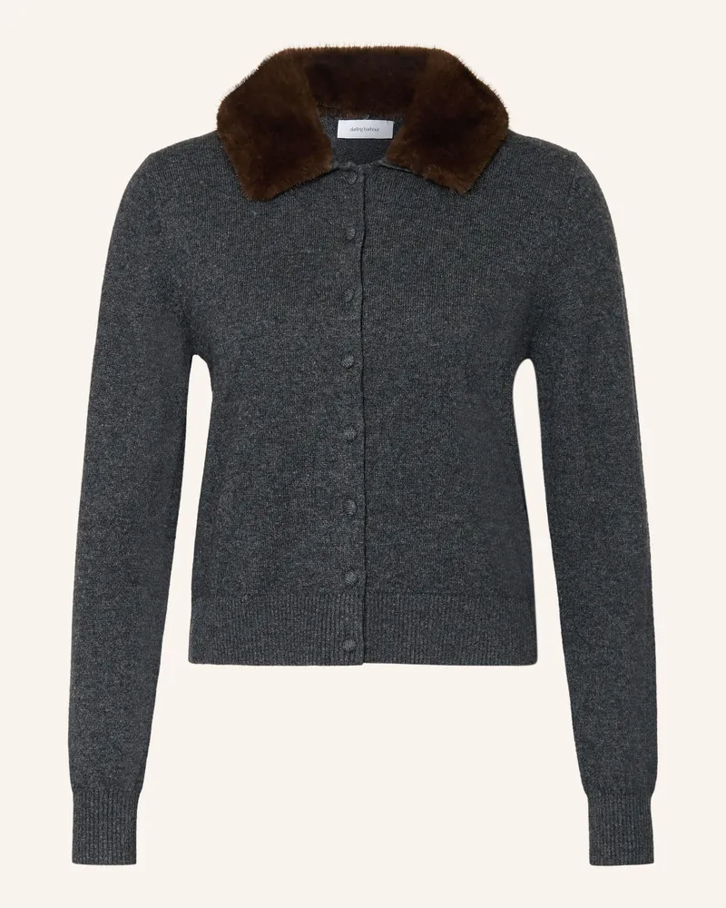Darling Harbour Strickjacke Mit Abnehmbarem Kragen grau Anthrazit
