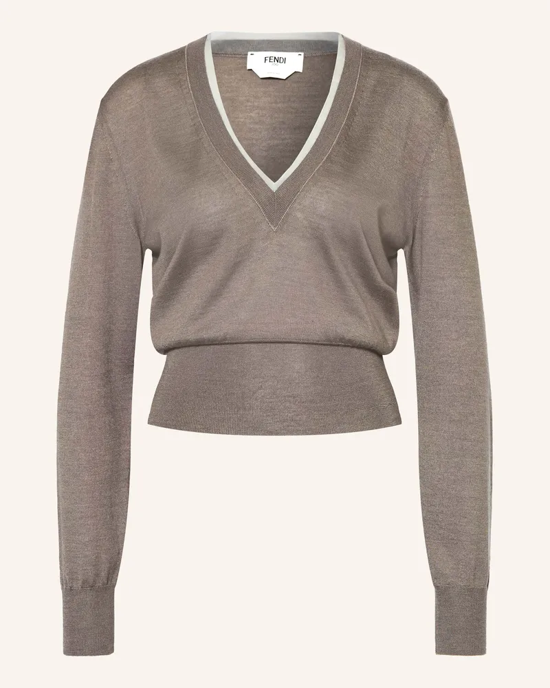 Fendi Pullover Cash Mit Cashmere Und Seide grau Taupe