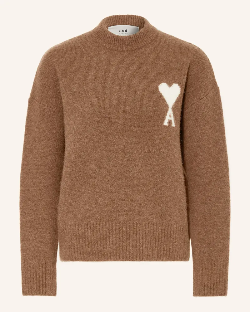AMI Paris Pullover mit Alpaka Braun