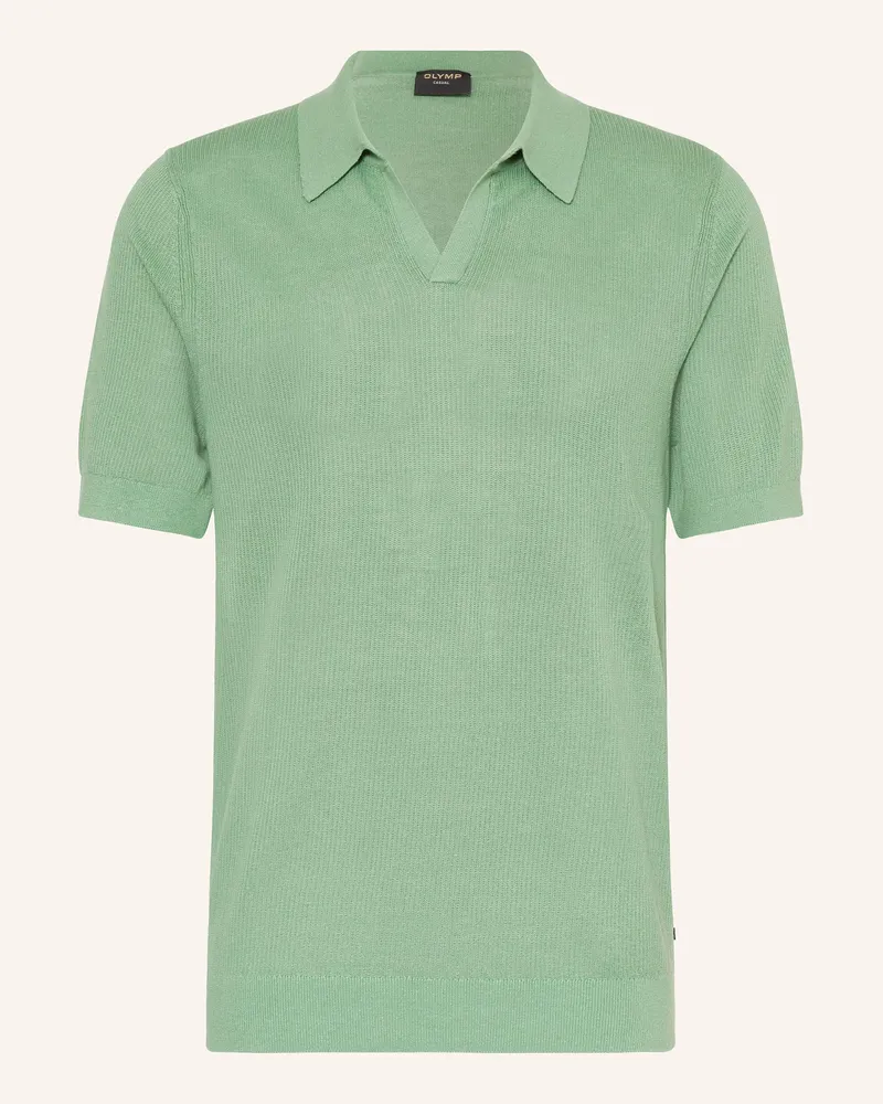 Olymp Strick-Poloshirt Casual comfort fit Hellgrün