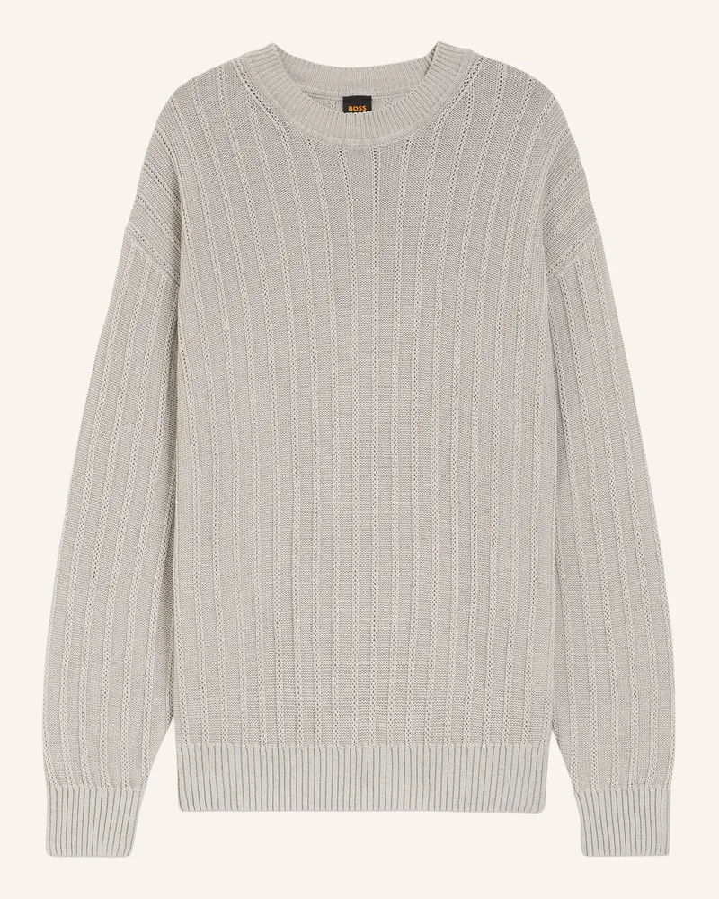HUGO BOSS Pullover Kawaii Relaxed Fit grau Hellgrau