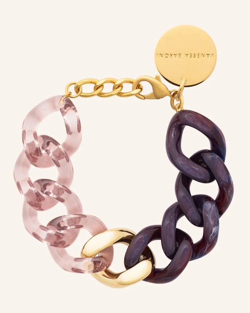 Vanessa Baroni Armbänder Flat Chain 2 Color Gold Aubergine Marble And Clear Taupe By Glambou gold Gold