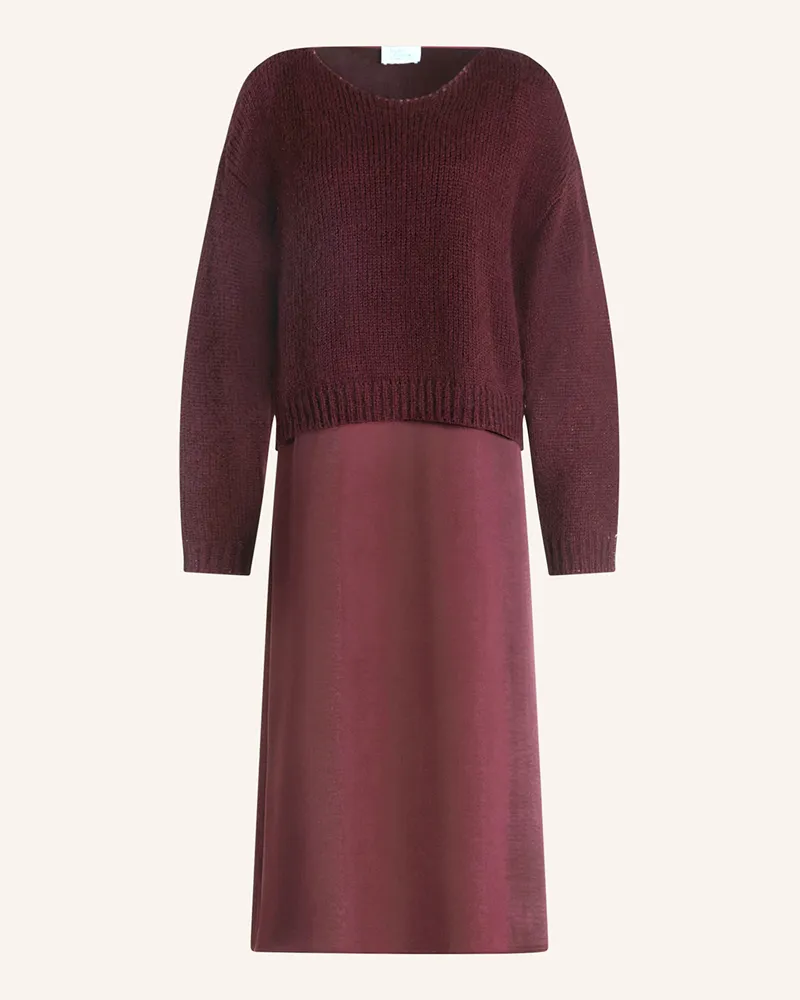 Vera Mont Set: Kleid und Pullover Dunkelrot
