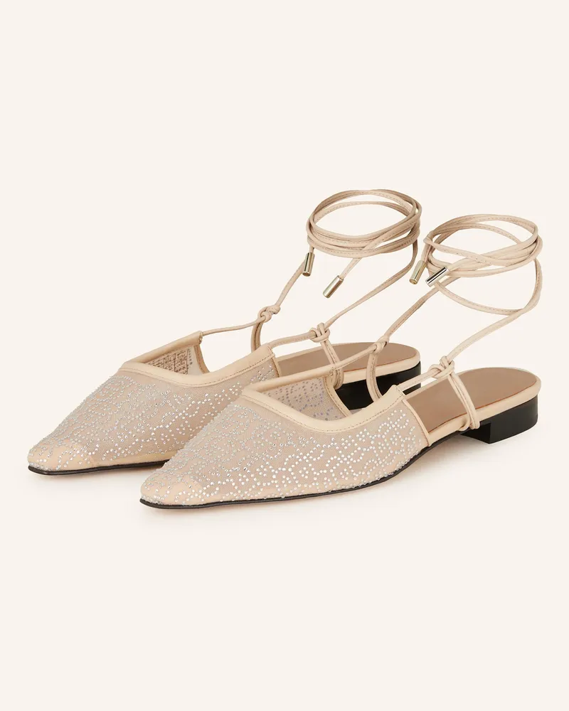HUGO BOSS Mules CHARLIZE mit Schmucksteinen Beige