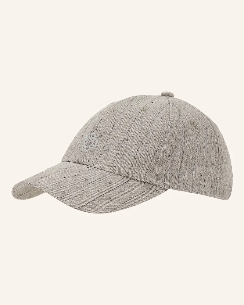 Maje Cap mit Schmucksteinen Hellgrau