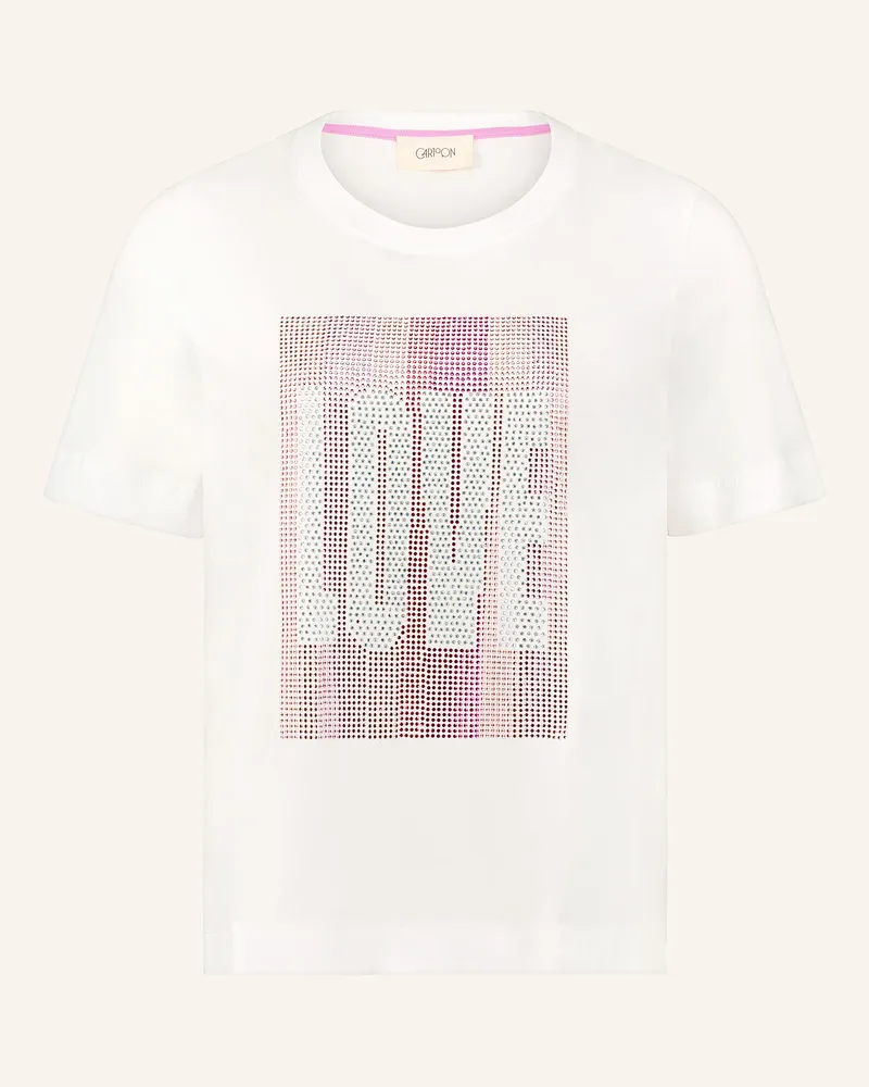 Cartoon T-Shirt mit Pailletten Weiss