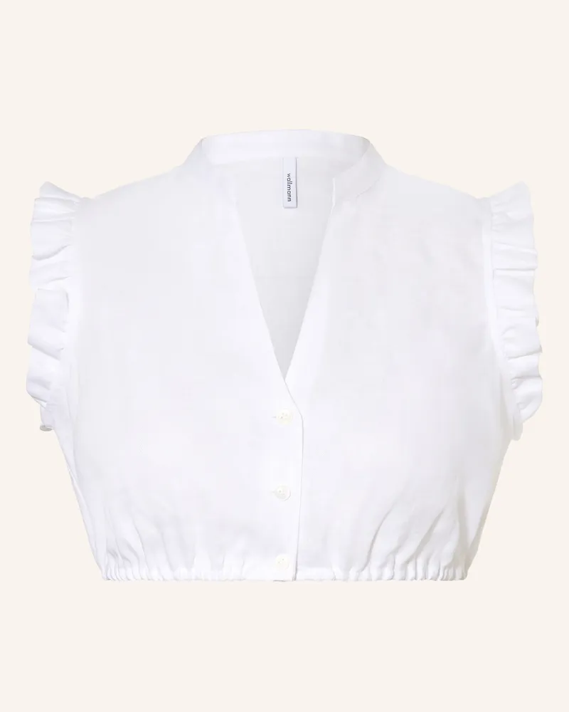 Wallmann Dirndlbluse Serafina Aus Leinen Mit Rüschen weiss Weiss