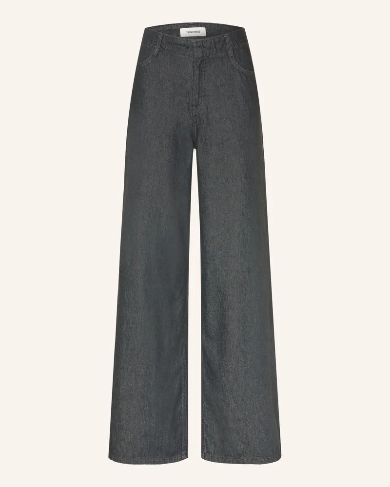 Selected Wide Leg Jeans grau Dark