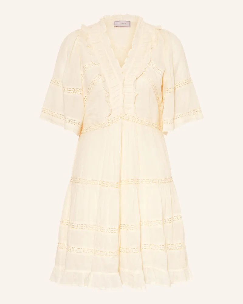 Neo Noir Kleid MILENE mit Spitze und Rüschen Hellgelb