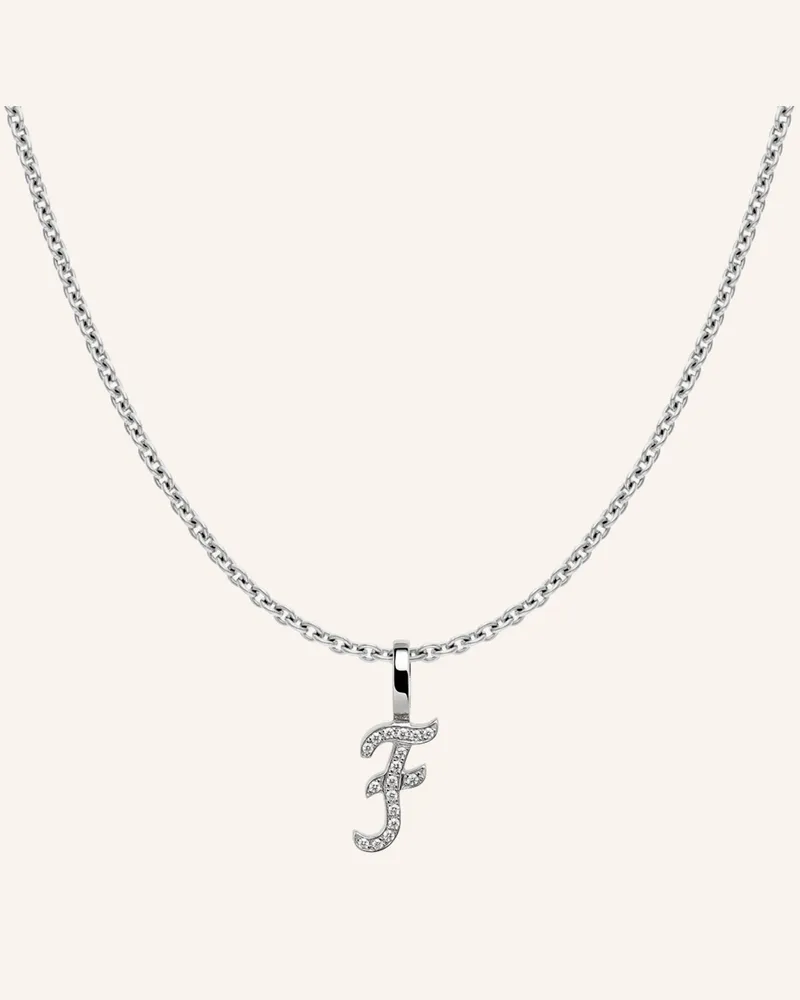 CADA Kette TINY DIAMOND LETTER F Weissgold