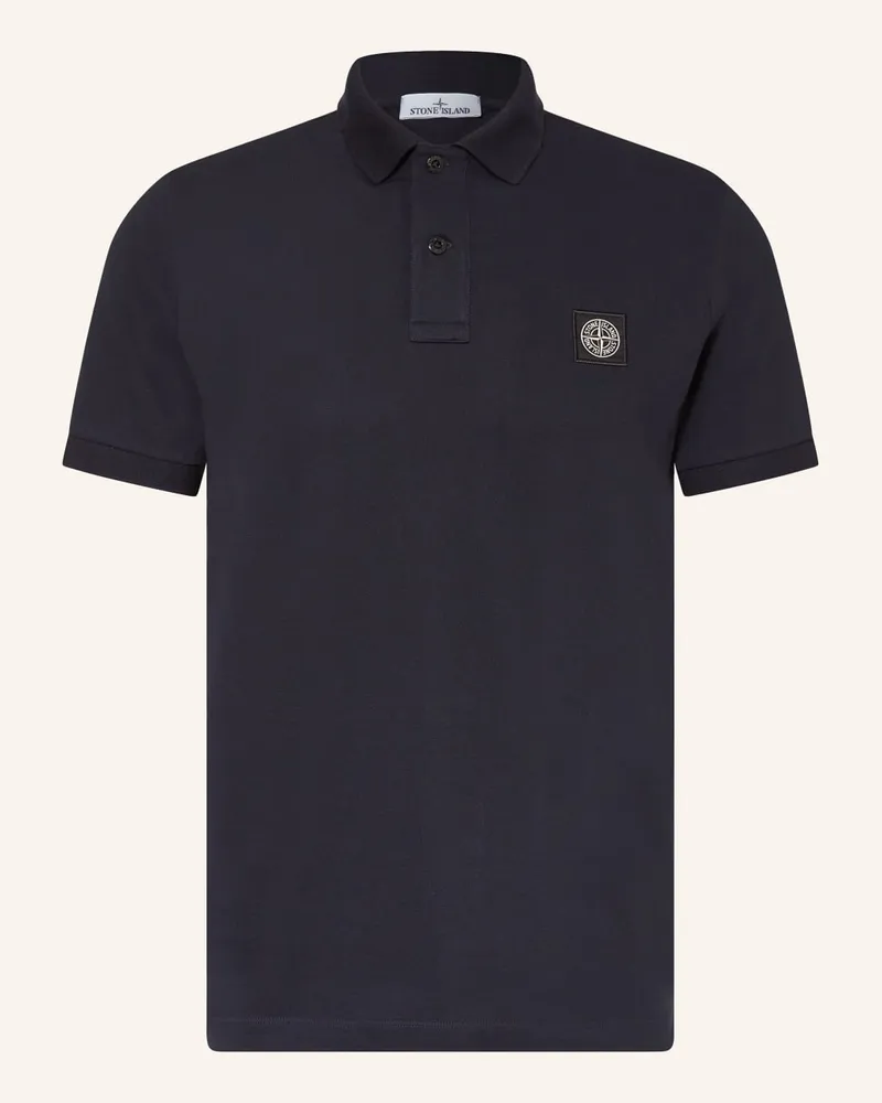 Stone Island Piqué-Poloshirt Slim Fit Blau