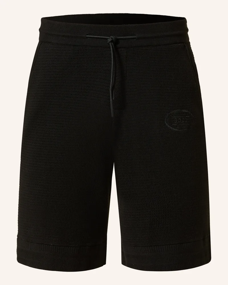 HUGO BOSS Strickshorts MESH HERITAGE Schwarz