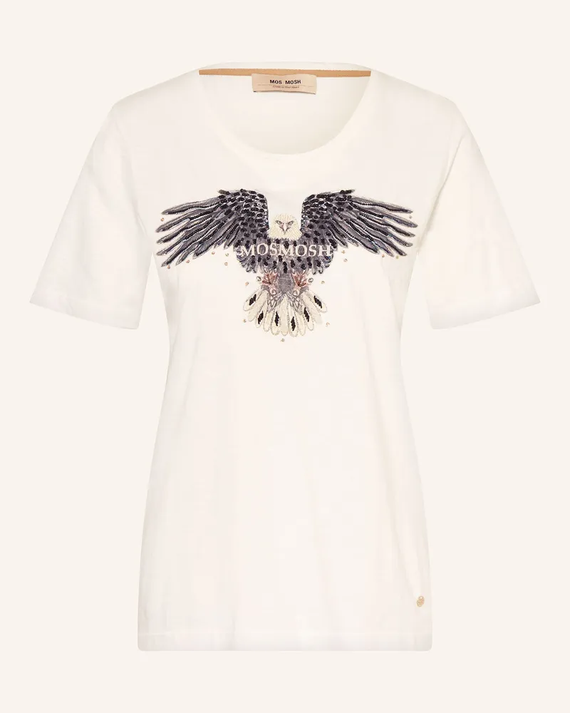 Mos Mosh T-Shirt KYLAH mit Schmucksteinen und Pailletten Ecru