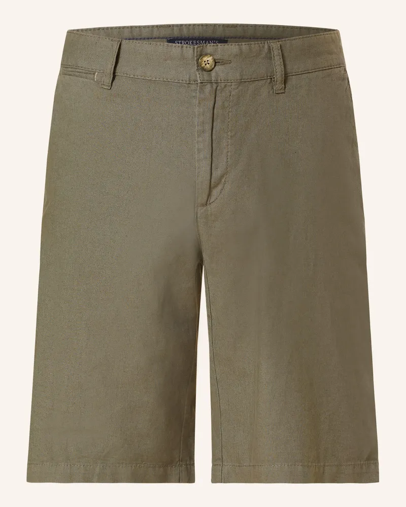 Strokesman's Shorts Slim Fit Mit Leinen gruen Oliv