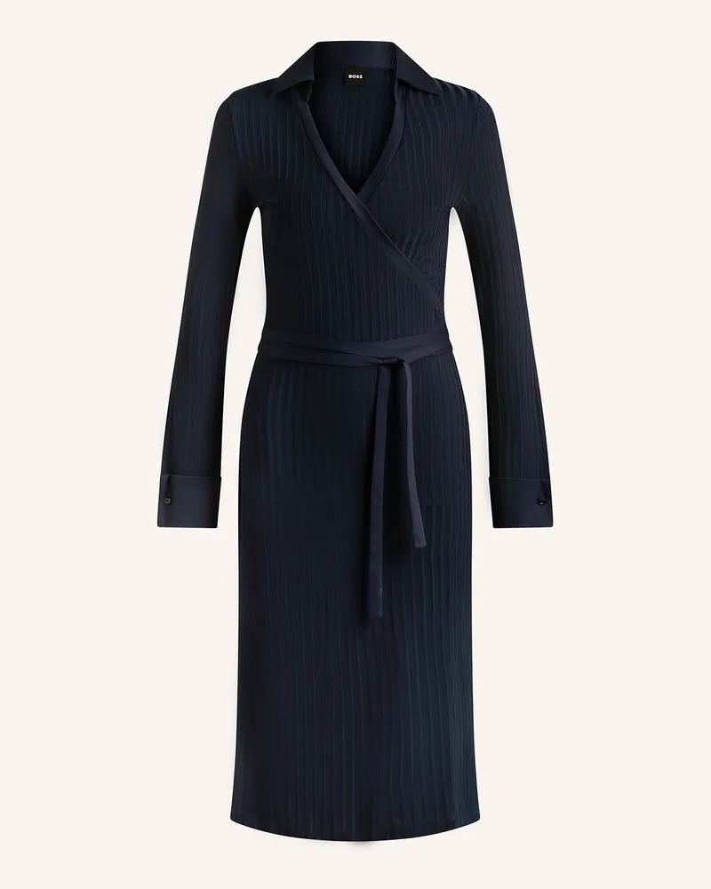 HUGO BOSS Kleid ELLARIE in Wickeloptik Dunkelblau