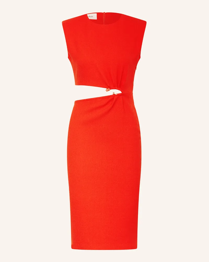 ba&sh Etuikleid IRIS mit Cut-outs und Schmucksteinen Rot