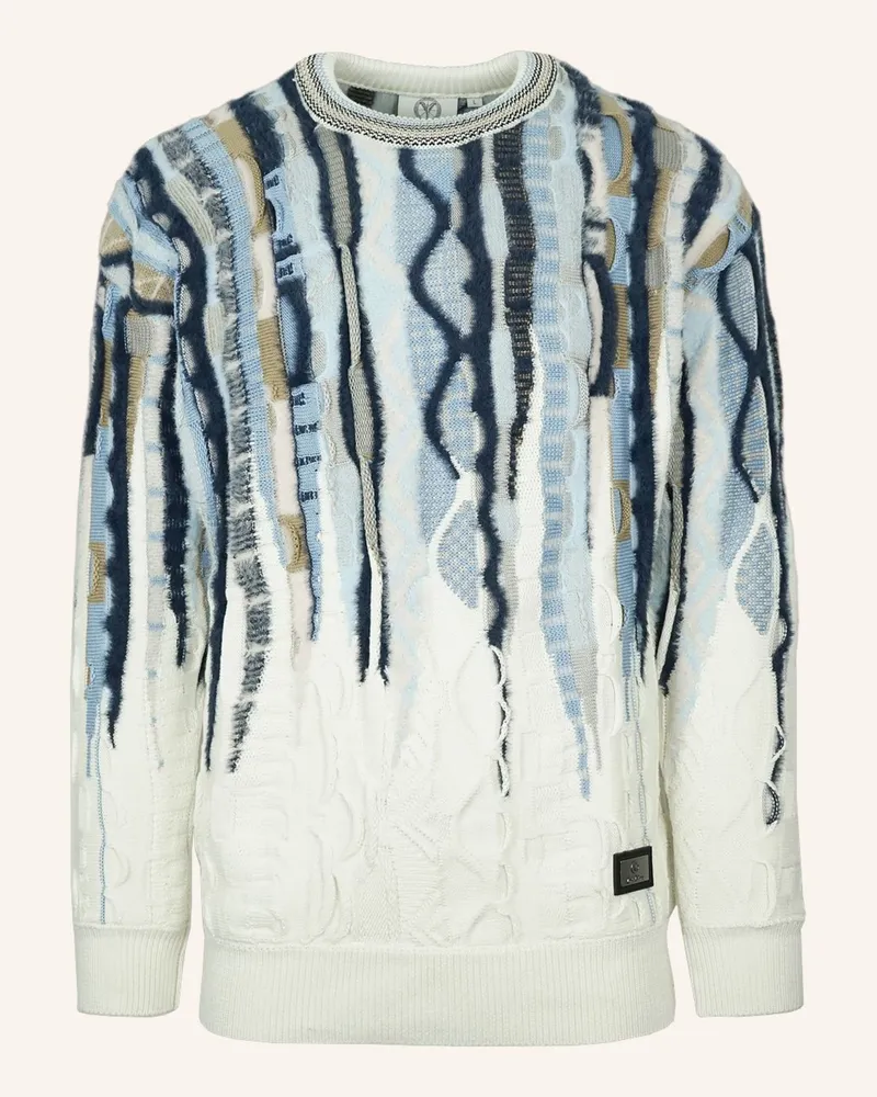Carlo Colucci Oversize Fluffy Pullover - 3d Knit Frigeri blau Blau