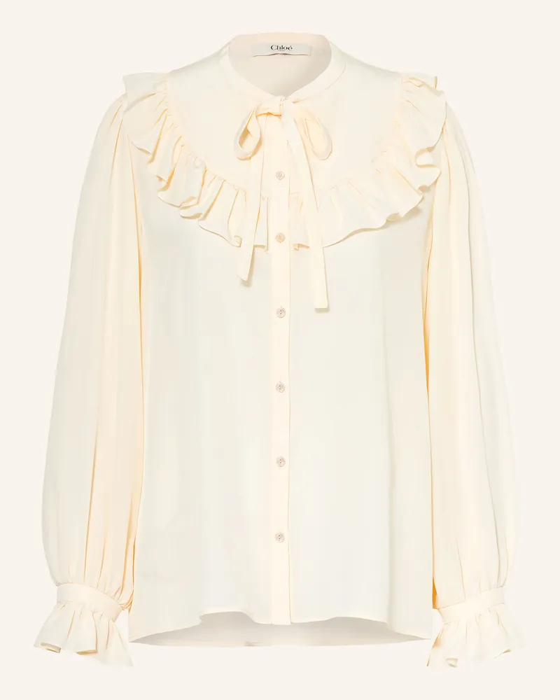 Chloé Seidenbluse Mit Rüschen weiss Creme