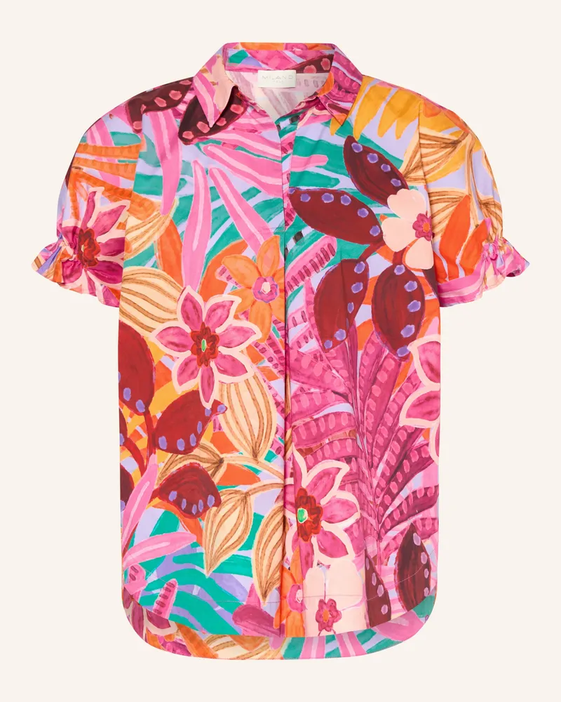 Milano Italy Blusenshirt Mit Rüschen orange Fuchsia