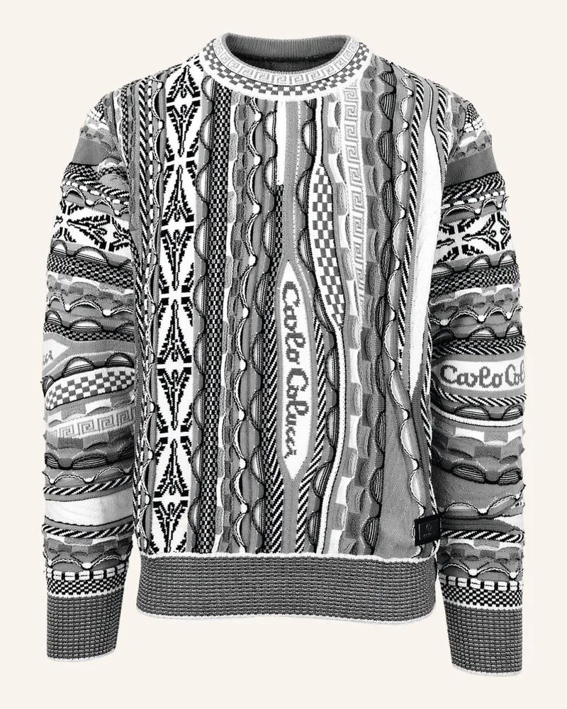 Carlo Colucci Strickpullover - 3d Knit Fuscaldo schwarz Schwarz