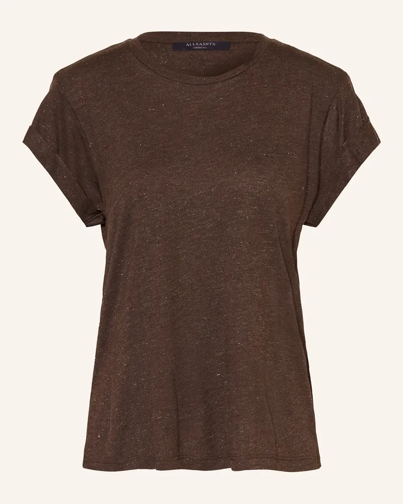 AllSaints T-Shirt ANNA mit Glitzergarn Braun