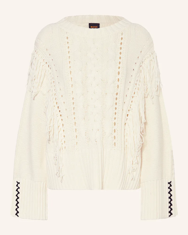 HUGO BOSS Pullover Fitto weiss Weiss