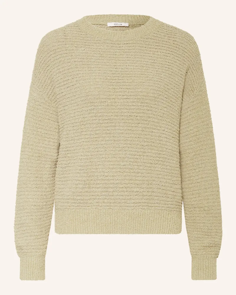 OPUS Bouclé-Pullover Piperi gruen Hellgrün