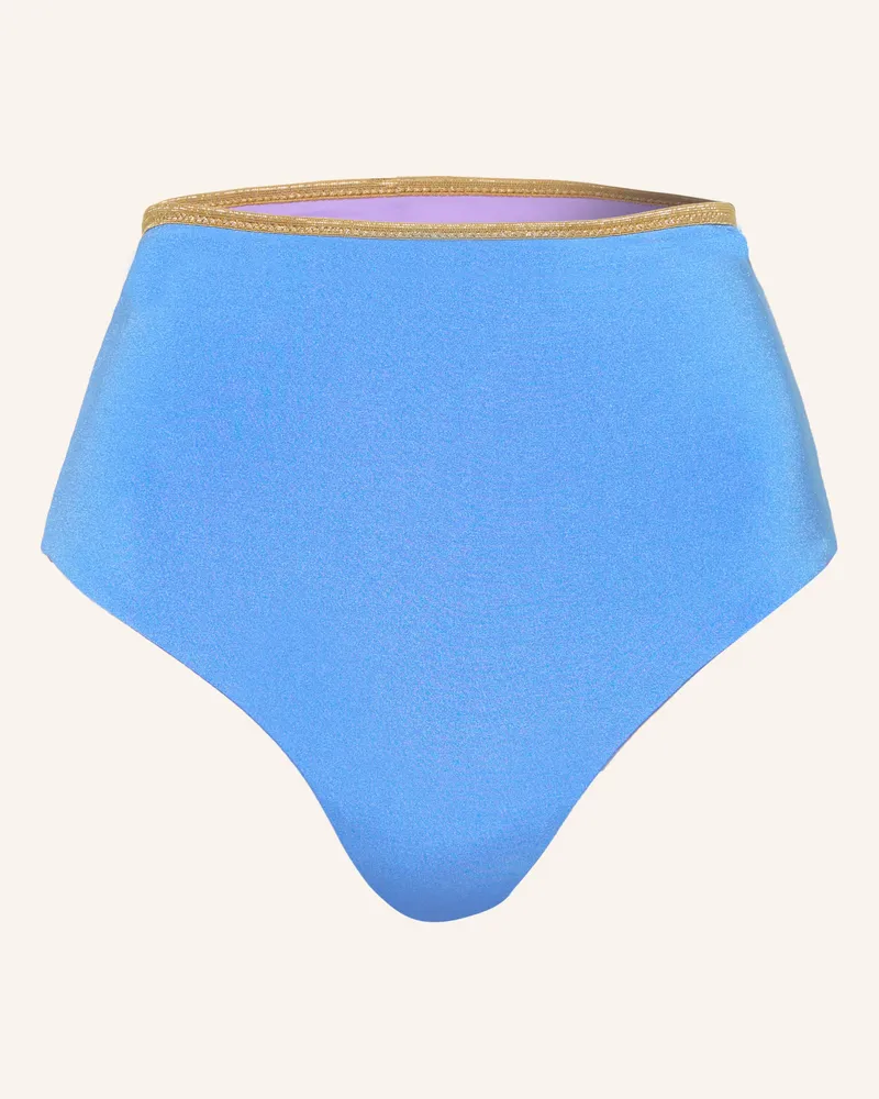 MYMARINI Highwaist-Bikini-Hose Shine Zum Wenden Mit Uv-Schutz 50+ lila Hellblau