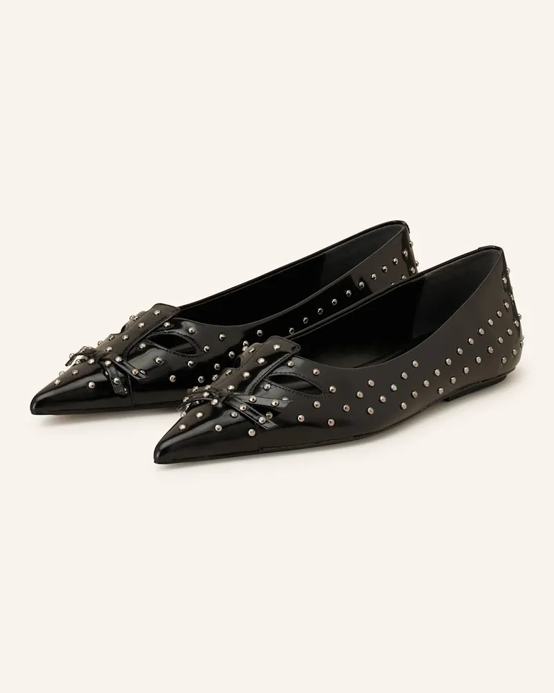 Marc Jacobs Lack-Ballerinas THE CAT mit Nieten und Cut-outs Schwarz