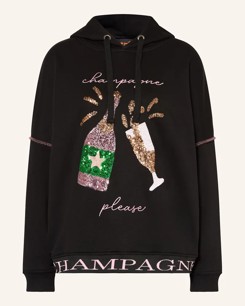 Miss Goodlife Hoodie mit Pailletten Schwarz