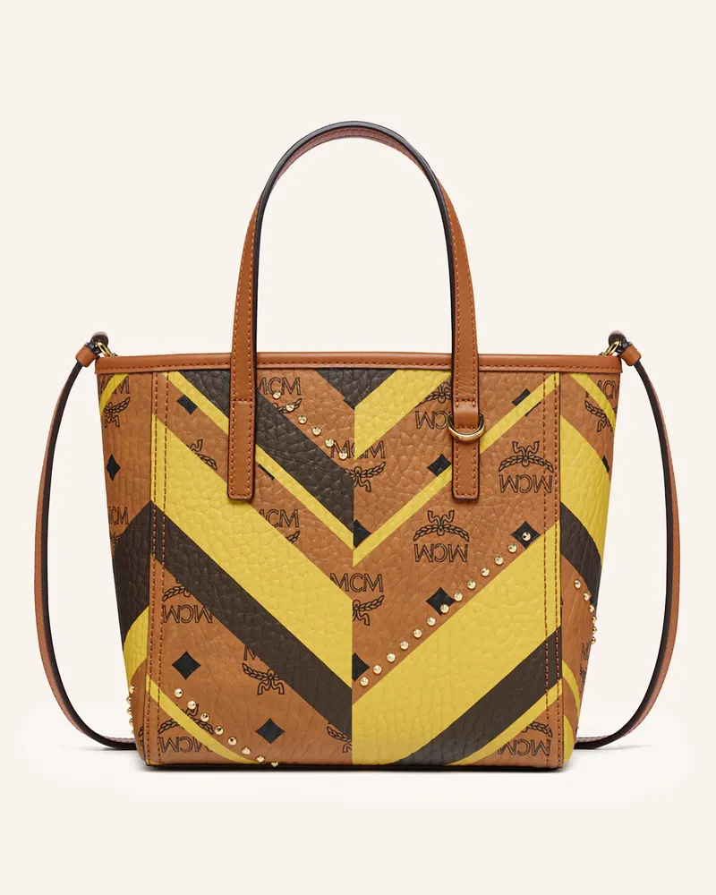 MCM Handtasche TONI mit Schmucksteinen Cognac