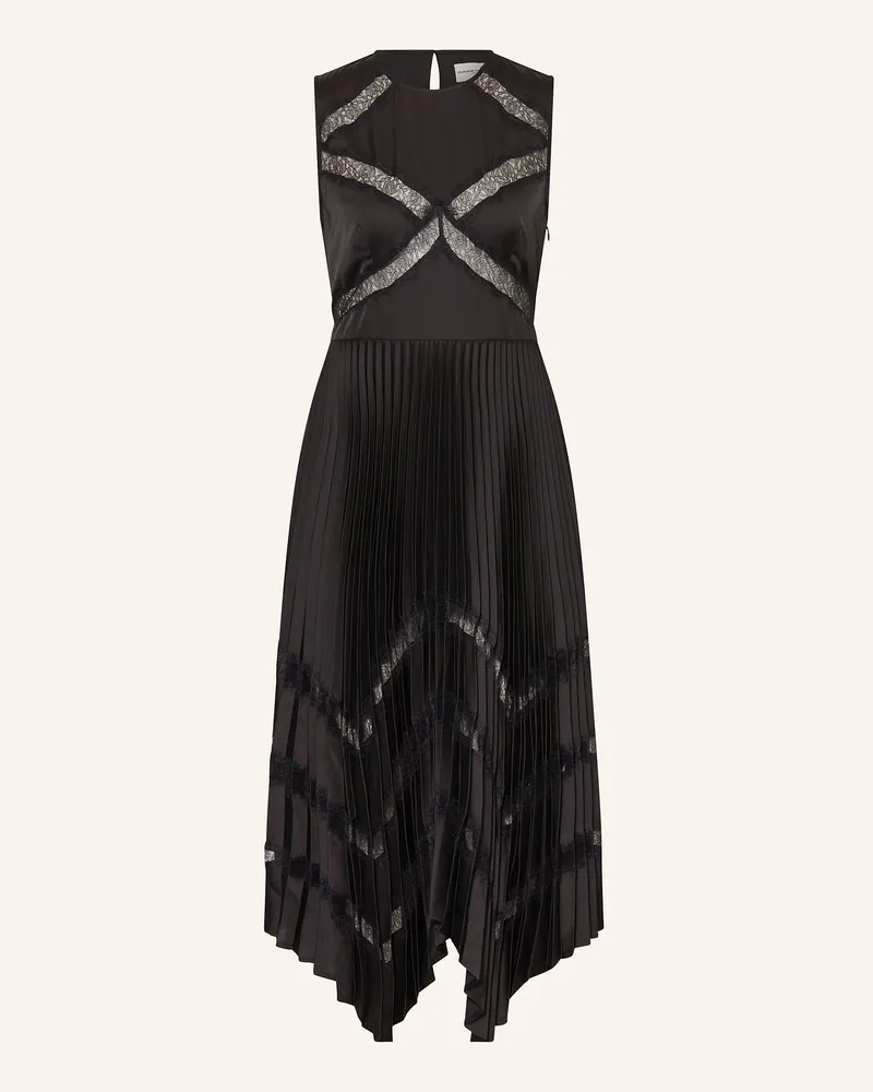 Claudie Pierlot Kleid mit Spitze und Plissees Schwarz