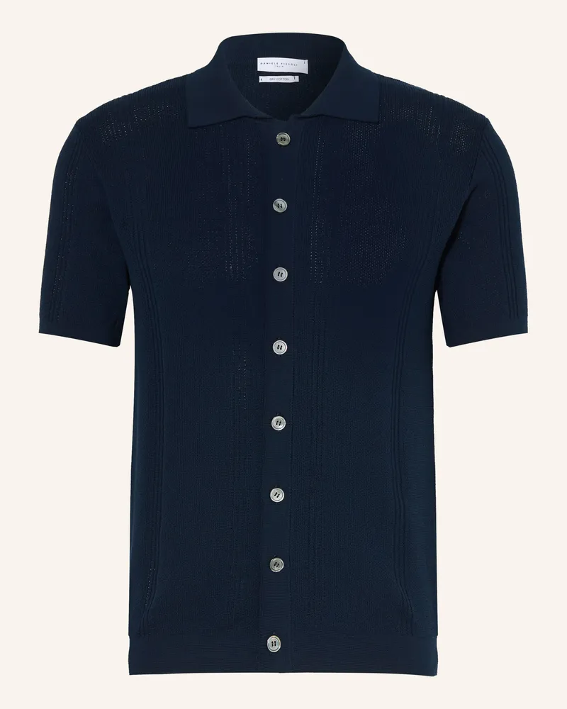 Daniele Fiesoli Kurzarm-Hemd Slim Fit blau Dunkelblau