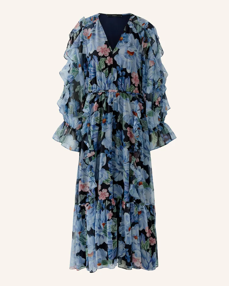 Oui  Kleid Mit Rüschen blau Dunkelblau