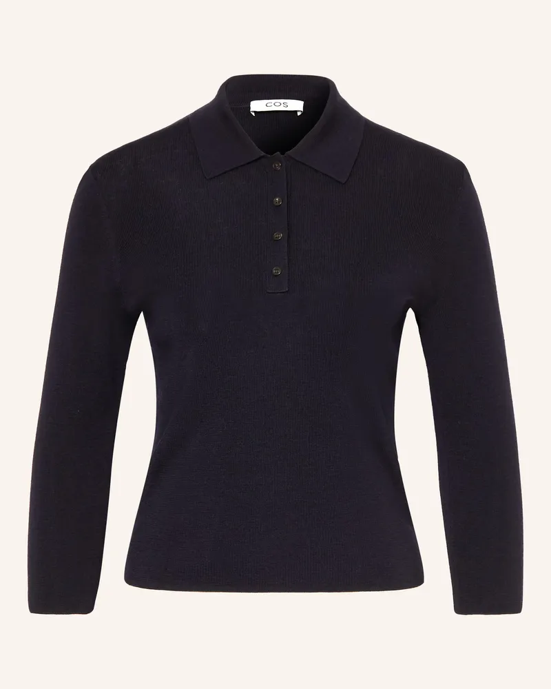 COS Strick-Poloshirt mit 3/4-Arm Schwarz