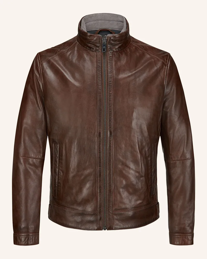 Milestone Lederjacke MSBARNEY mit herausnehmbarer Blende Dunkelbraun