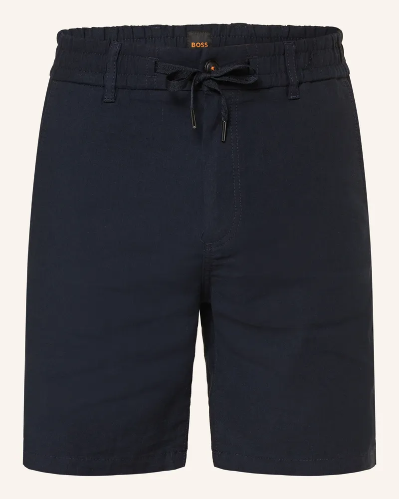 HUGO BOSS Chinoshorts Tapered Fit mit Leinen Dunkelblau