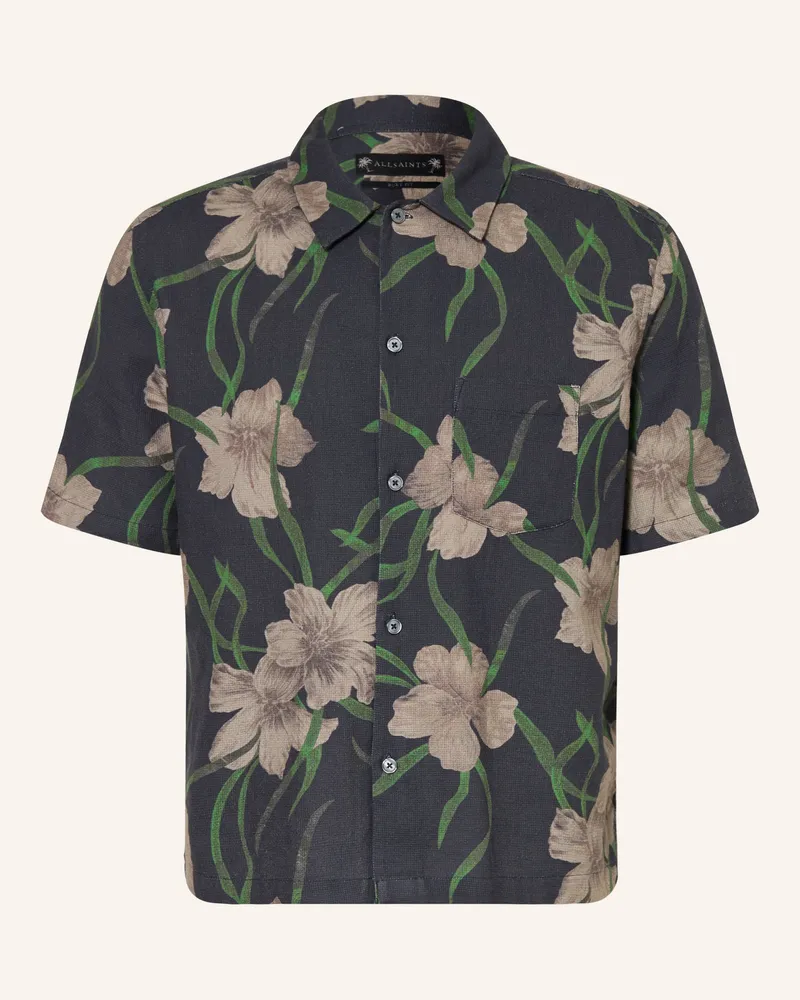 AllSaints Kurzarm-Hemd CLIMBER Boxy Fit Dunkelblau