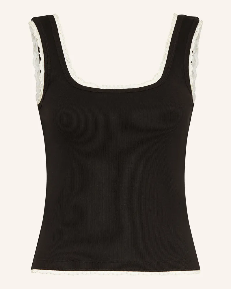 Sandro Top Mit Spitze Und Schmucksteinen schwarz Schwarz