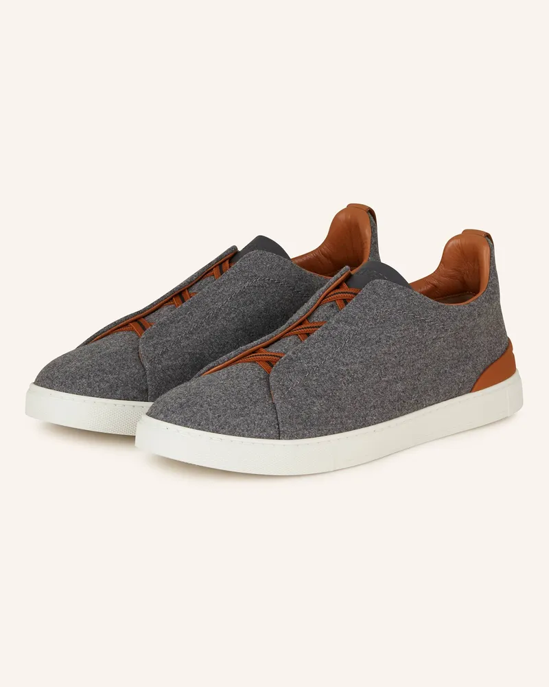 Ermenegildo Zegna Slip-On-Sneaker Triple Stitch grau Hellgrau