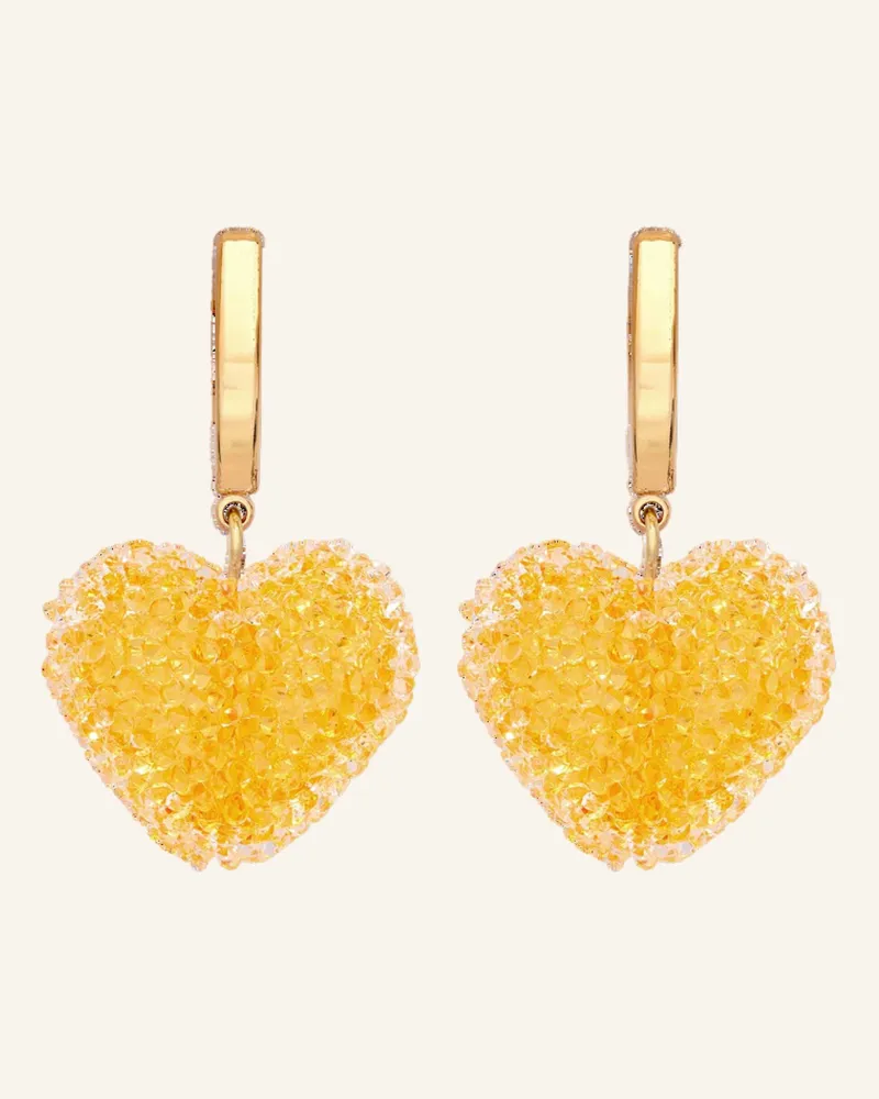 CRYSTAL HAZE Ohrringe Mini Jelly Hearts Hoops Sunshine Orange By Glambou gold Gold