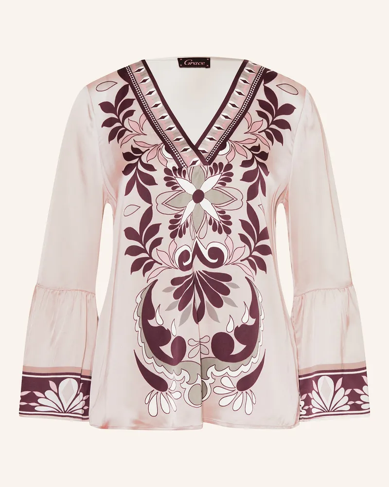 Grace Blusenshirt Aus Satin weiss Taupe