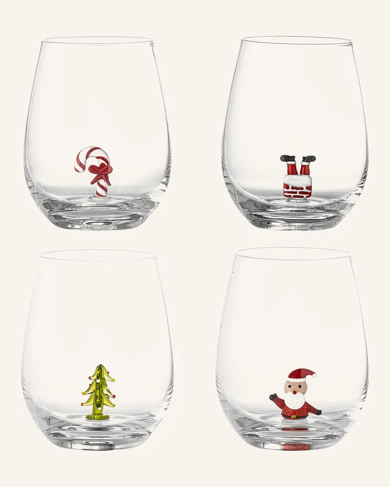 Bloomingville 4er-Set Trinkgläser Misa transparent Weiss