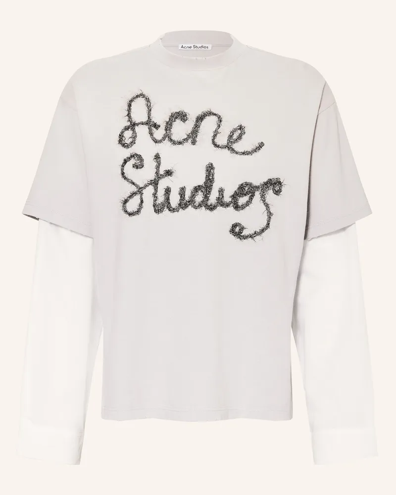 Acne Studios Longsleeve Mit Glitzergarn blau Hellgrau